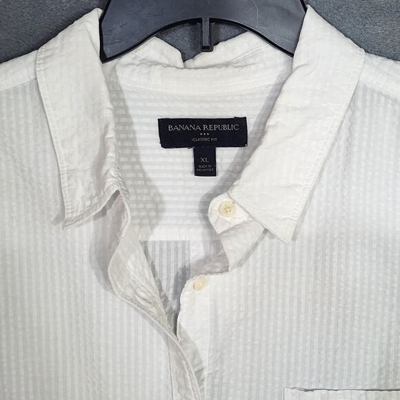 Banana Republic Factory Seersucker Classic Fit Button Up Shirt XL White - Picture 5 of 8